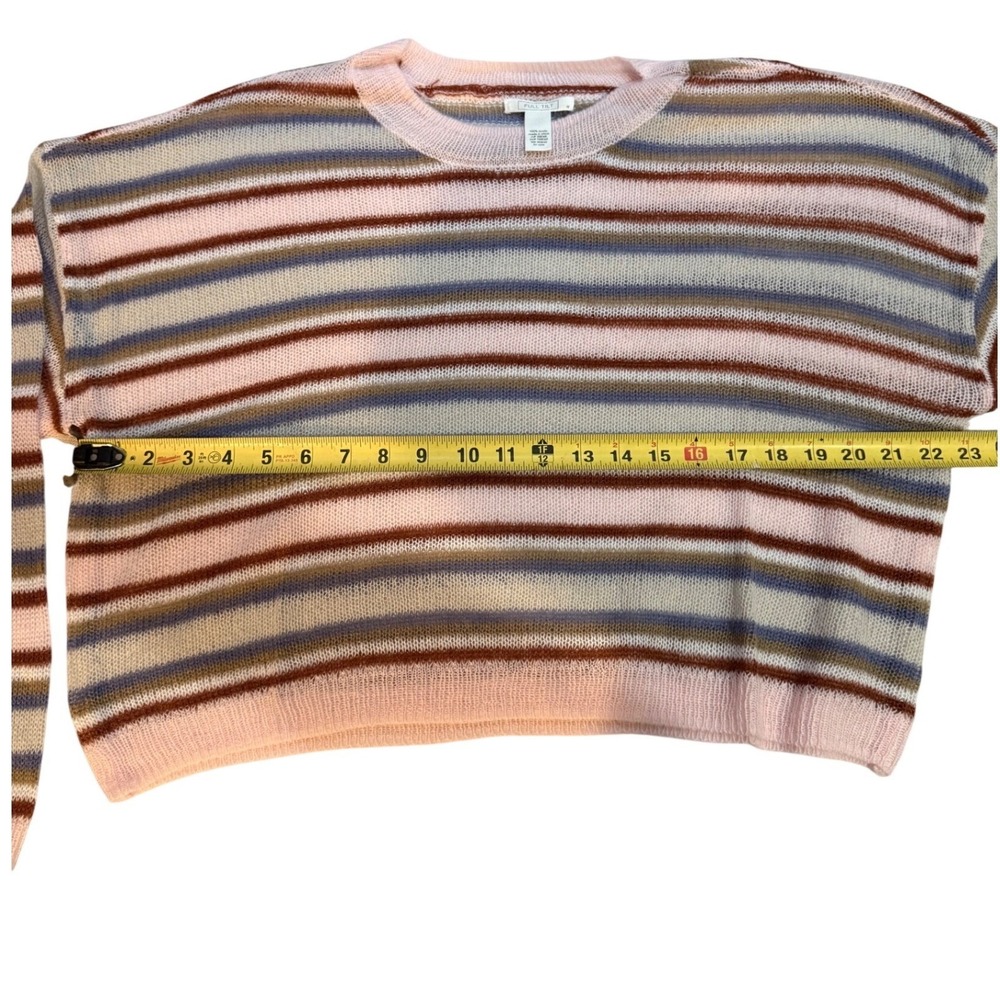 NWOT FULL TILT Striped Crewneck Pullover Sweater Pink Tan‎ Blue M grandmacore - Picture 6 of 7